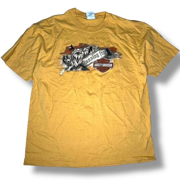 Harley-Davidson T-Shirt Running Free Wolves Mike’s Famous Smyrna Delaware Men’s - Picture 1 of 10